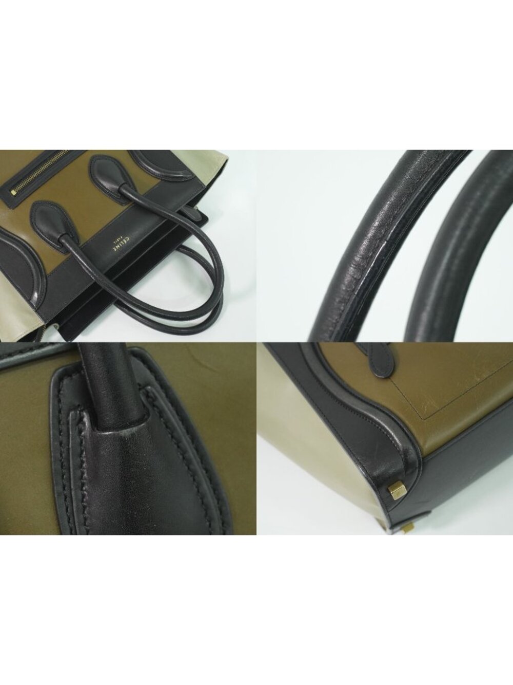 Celine Luggage Micro Handbag Leather Brown Black Khaki Gray Bag - Picture 6 of 9